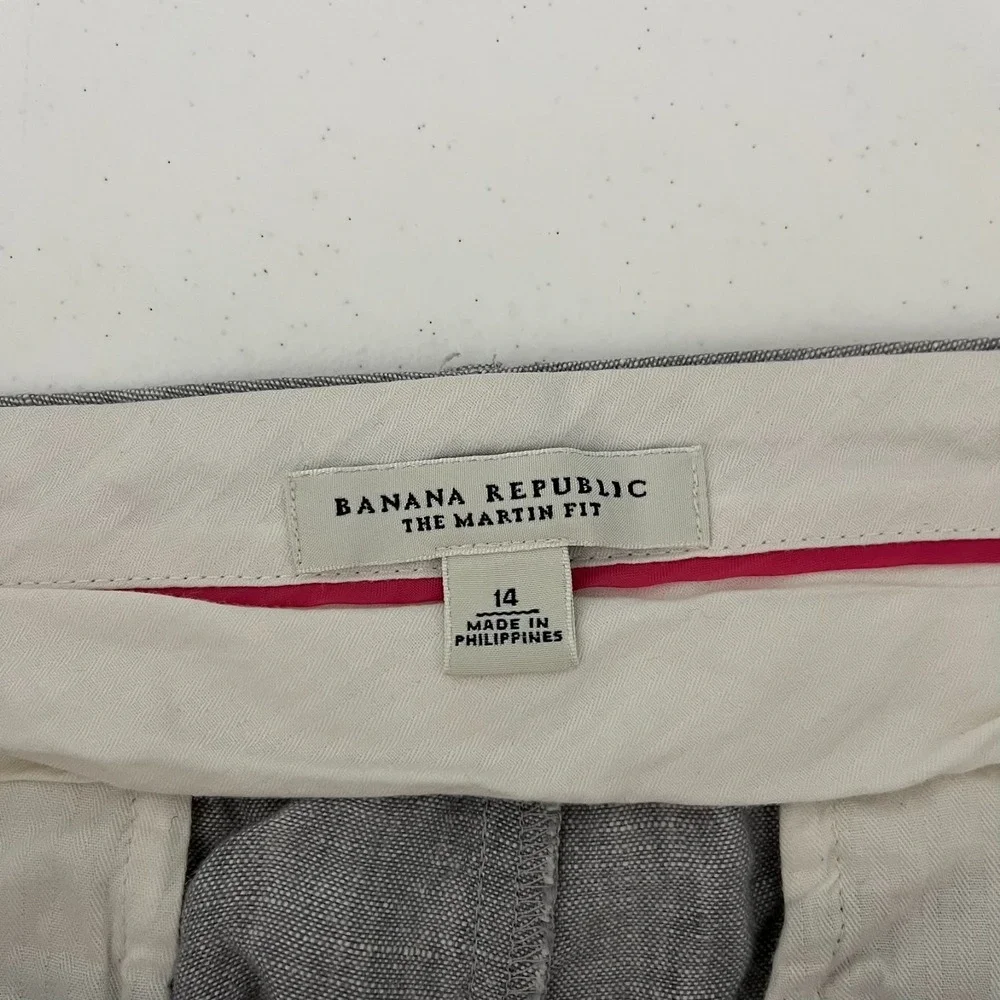 Banana‎ Republic Chino Pants Women's Size 14 Gray The Martin Fit Linen Blend